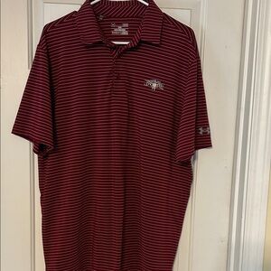 Under Armour Men's Burgundy Striped Polo Sz L